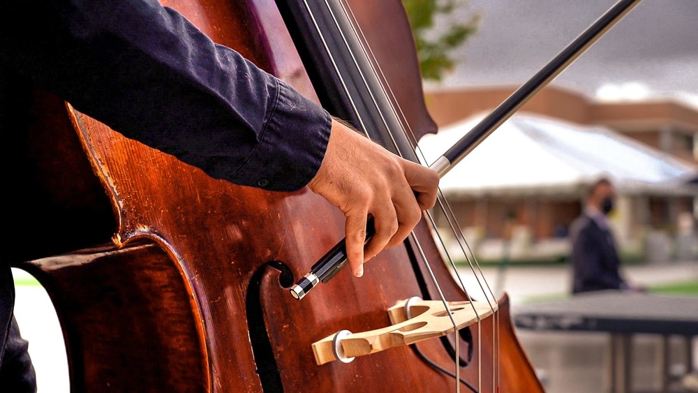 Student playing the Bass