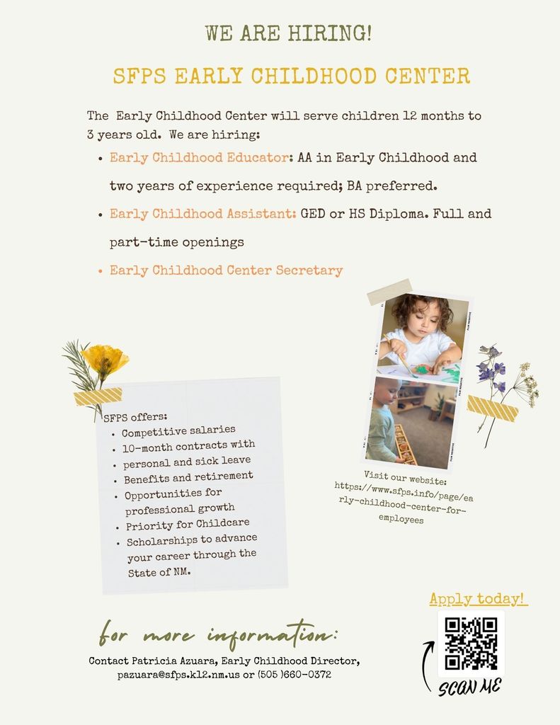 Early Childhood Center is hiring flyer