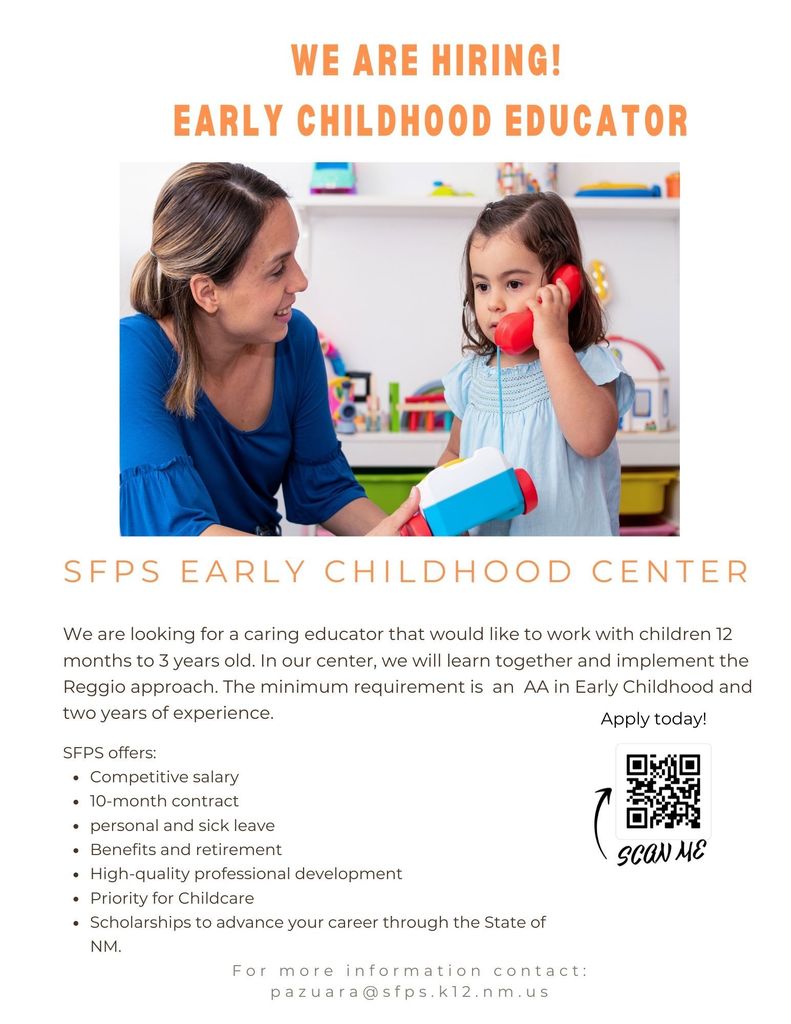 Flyer for Early Childhood Center Hiring of Educators