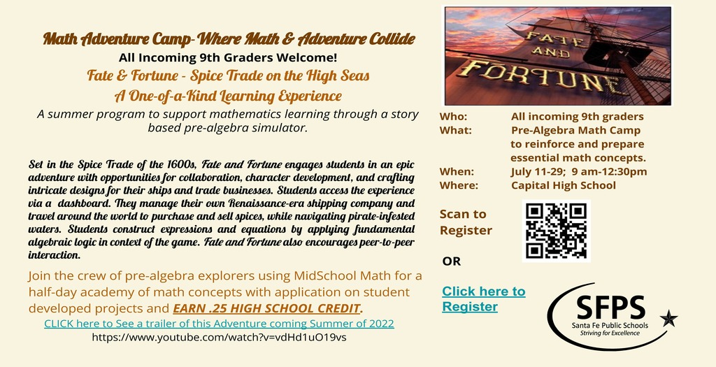 Math Adventure Camp Flyer