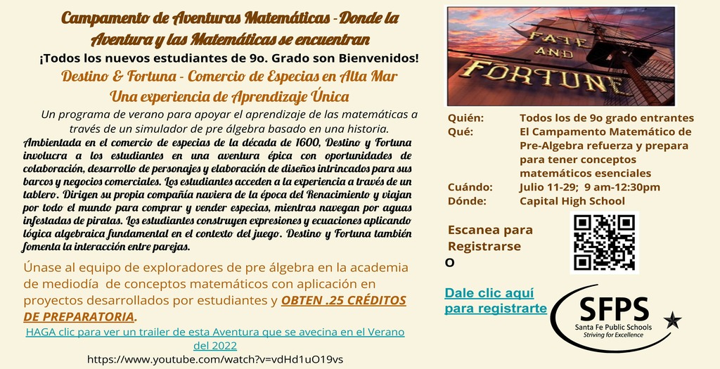 Math Adventure Camp Flyer Spanish