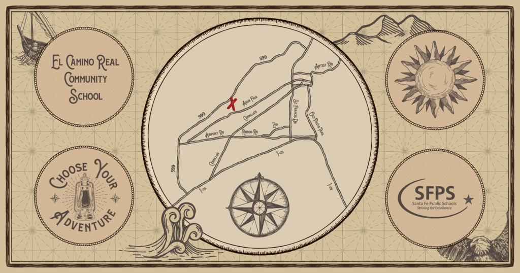 Choose your Adventure Camino Real Academy featured on a map