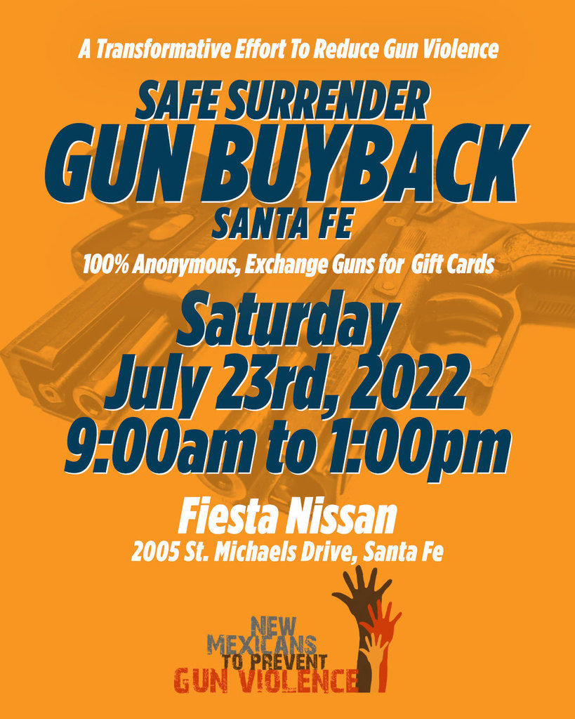 Safe Surrender Gun Buy Back Flyer for July 23, 2022
