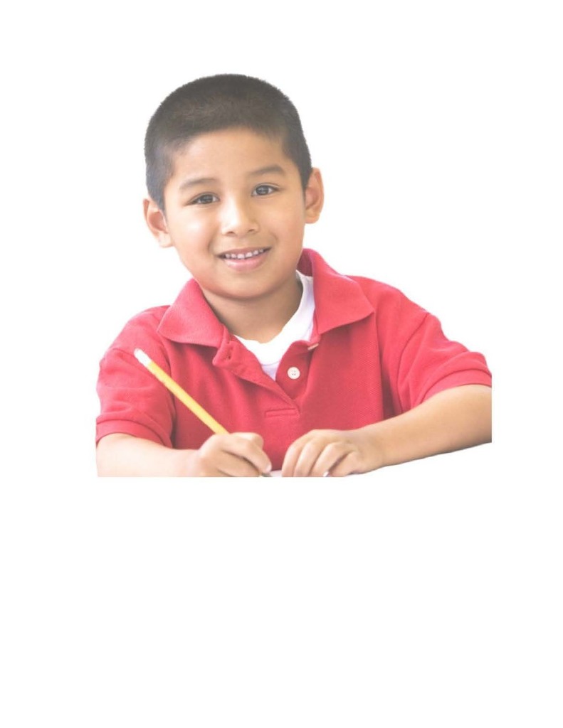 Boy with pencil smiling at camera