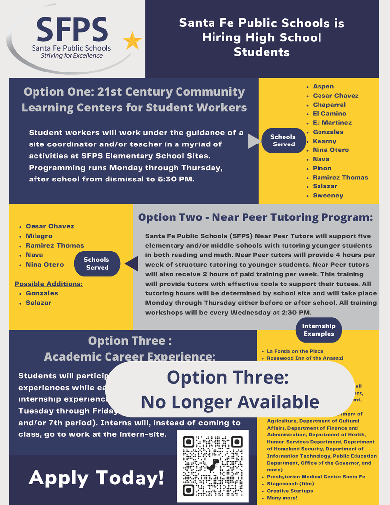 Form describing job opportunities