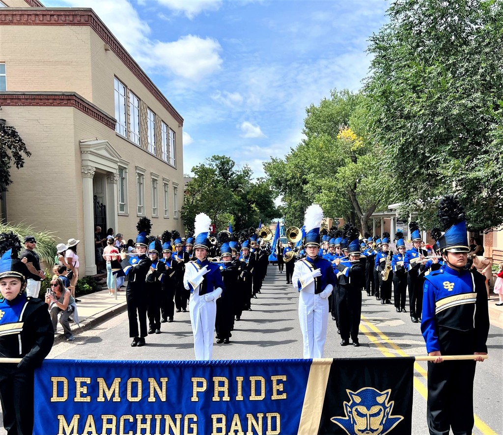 SFPS Band Students Marching and Playing