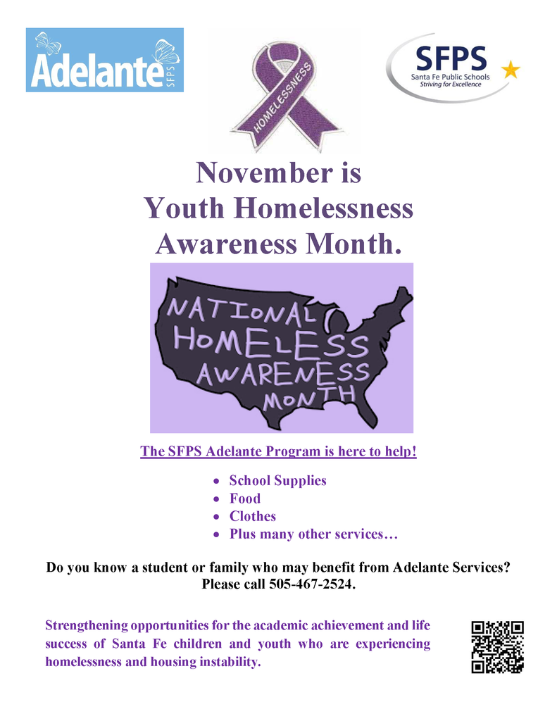 Youth Homelessness Awareness Month flyer