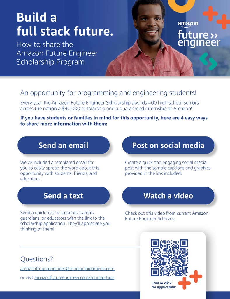 Information flyer about Amazon future engineer scholarship