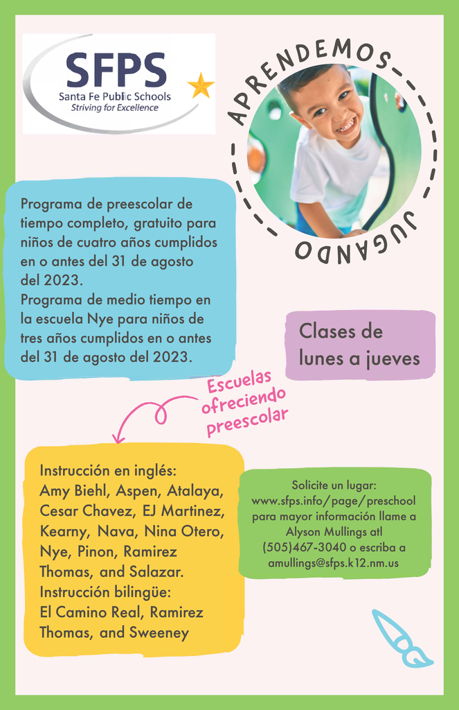 SFPS PreK Lottery Flyer Spanish
