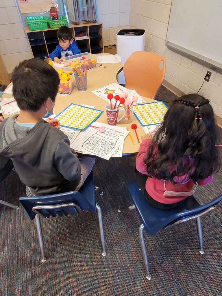 Students doing math activities