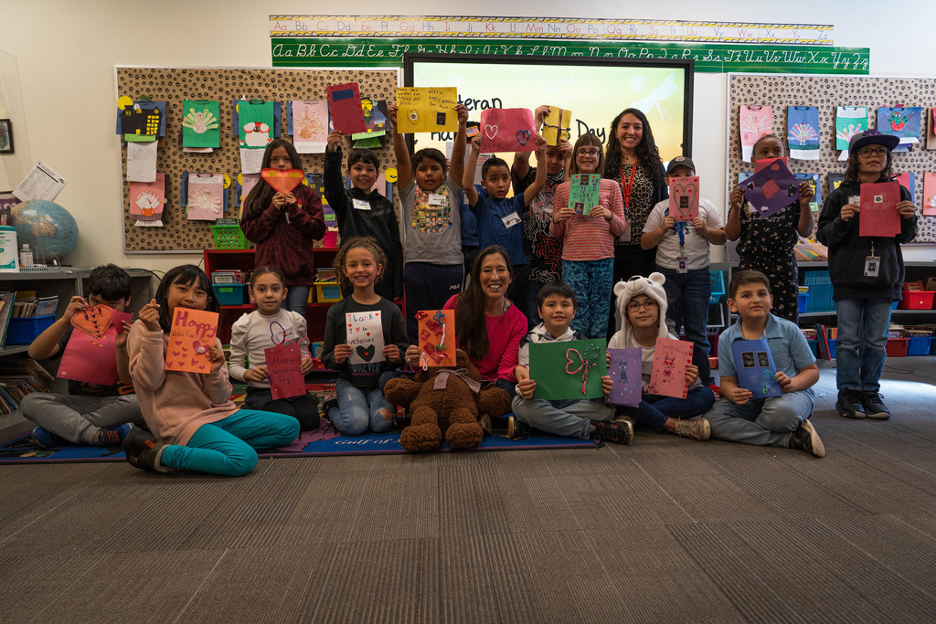 Group Photo of 3rd grade class with the Valentine's cards they made