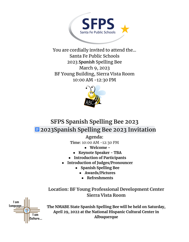 Flyer for Spanish Spelling Bee