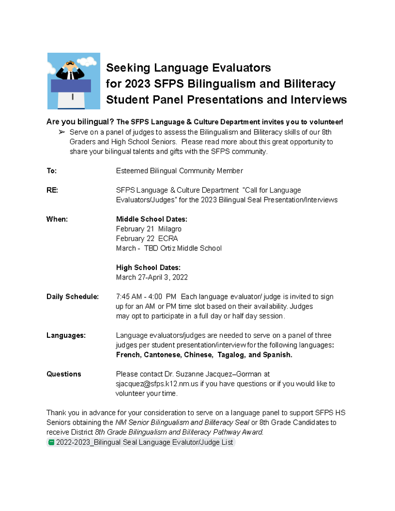 Language Evaluator Flyer