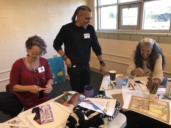 SFO and SFPS staff working on Shadow Puppetry