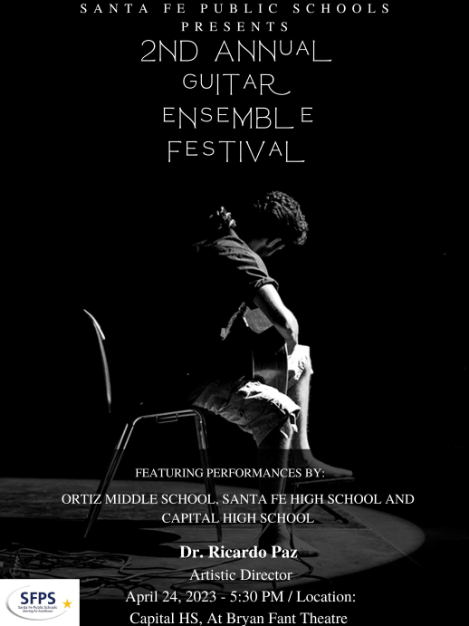 Flyer for Guitar Ensemble Festival for April 24th.