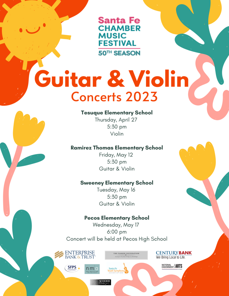 Flyer for Guitar & Violin Concerts at schools 